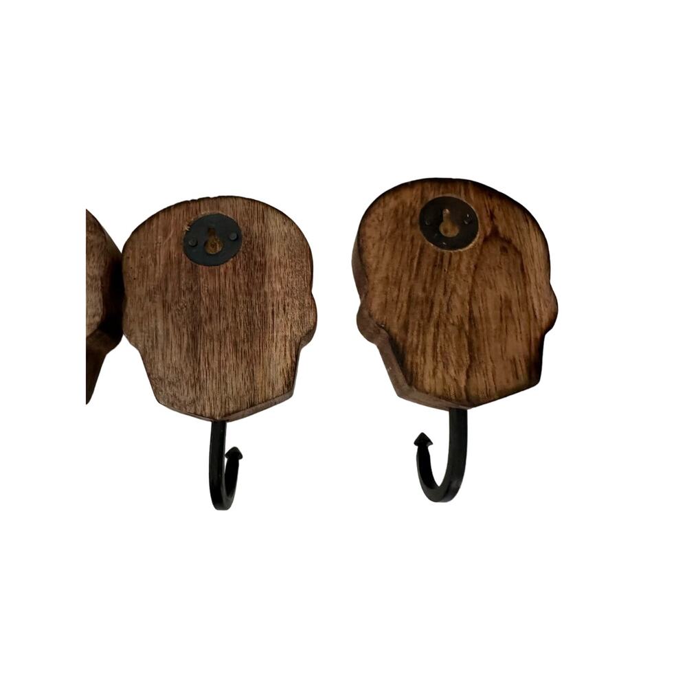 Halloween Skull Rustic Wood Hook Hangers - Picture 5 of 13